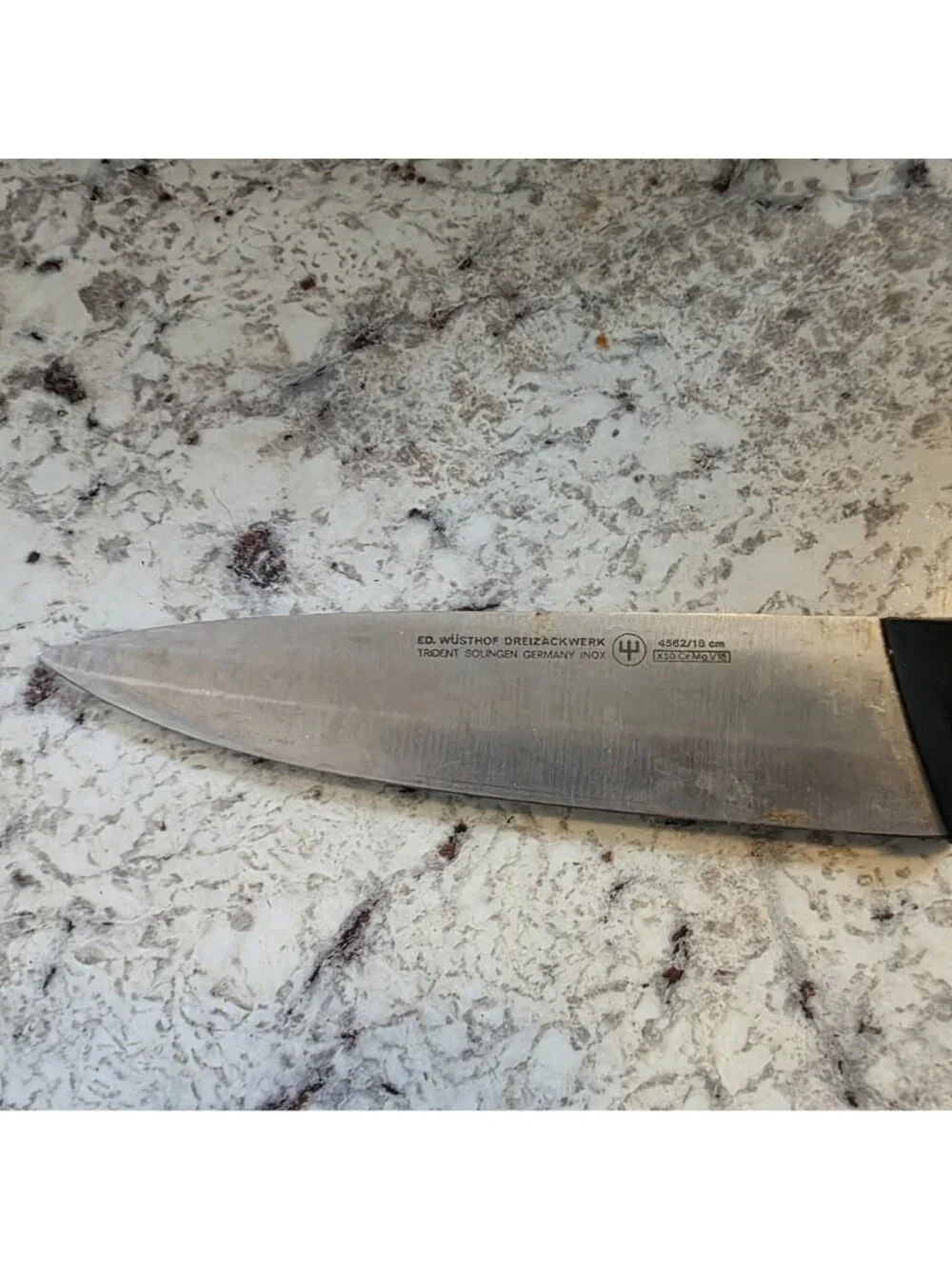 Wüsthof 4562 Trident Solingen Germany 18cm Chefs Knife Stainless Steel Black Han